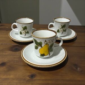Mikasa natural beauty bountiful c 9001 cups saucers Tea Coffee Floral Set 3 Vtg
